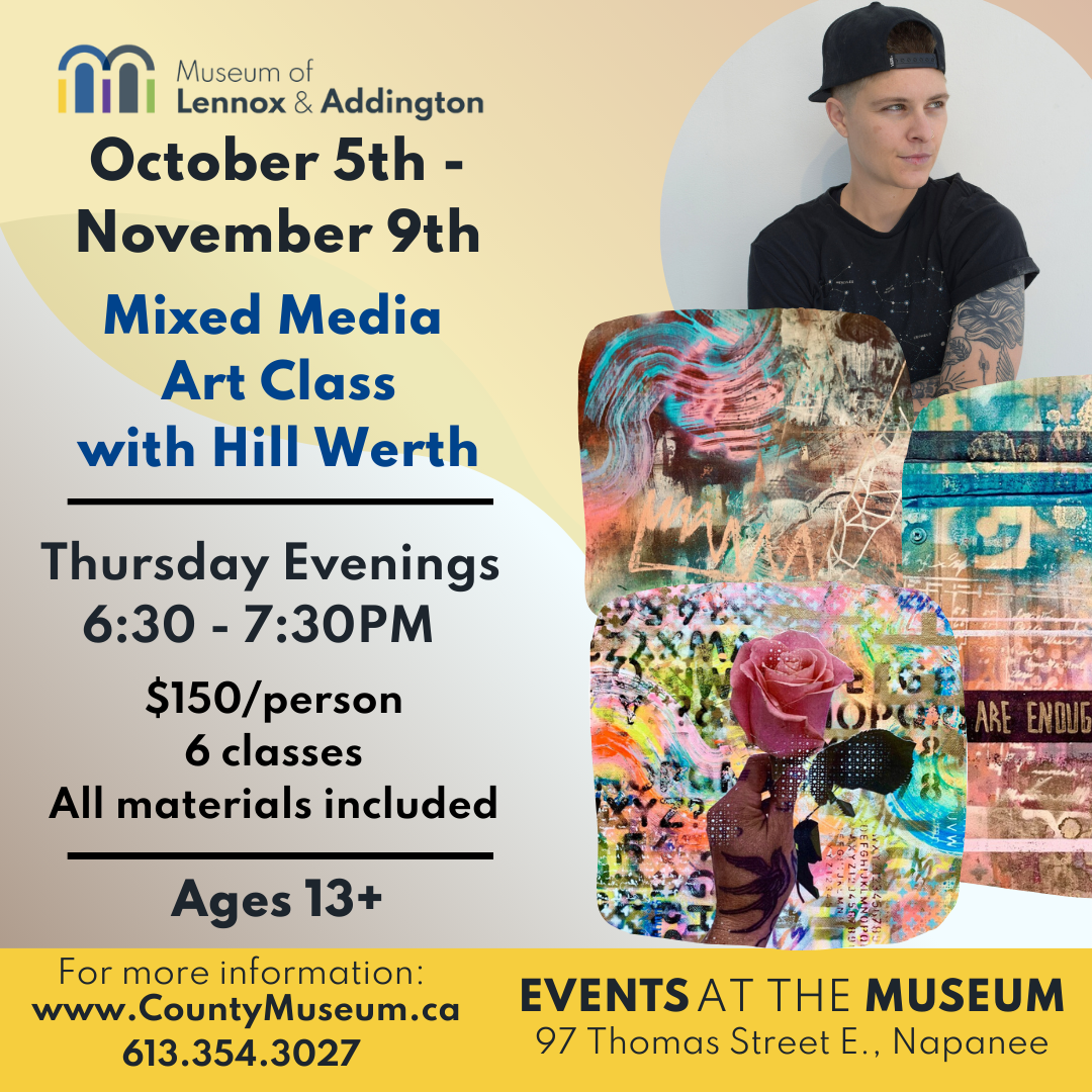 Image advertising the event and featuring images of instructor, Hill Werth, and their artwork.