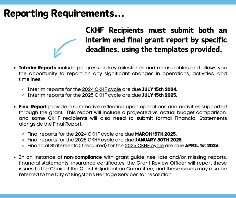 Reporting Requirements.  Please download the grant guides for further details.